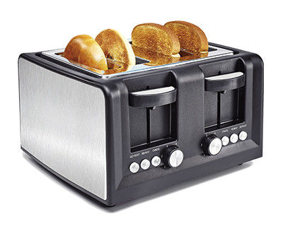 power source electric Household Stainless Steel Four Slice Bread Toaster With Cancel Reheat Defrost Function