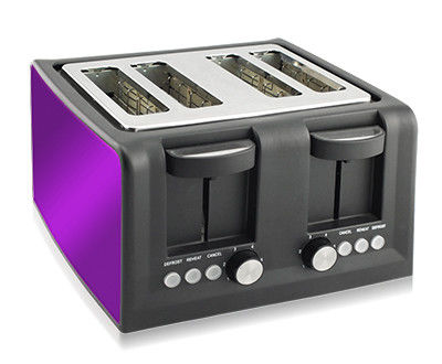 power source electric Household Stainless Steel Four Slice Bread Toaster With Cancel Reheat Defrost Function