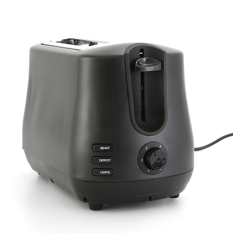 Black Wide Slot 2 Slice Toaster  with Pop Up Reheat Defrost Functions 6-Shade Control  toaster machine