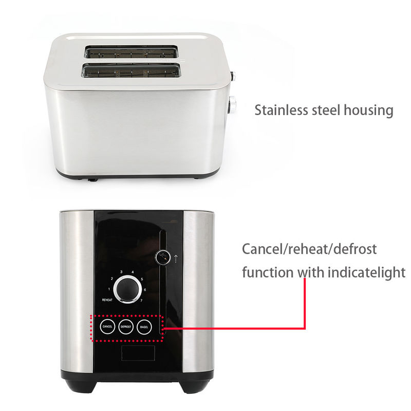6 times setting stainless housing with Cancel/reheat/defrost function with indicatelight 2 Slices Toaster